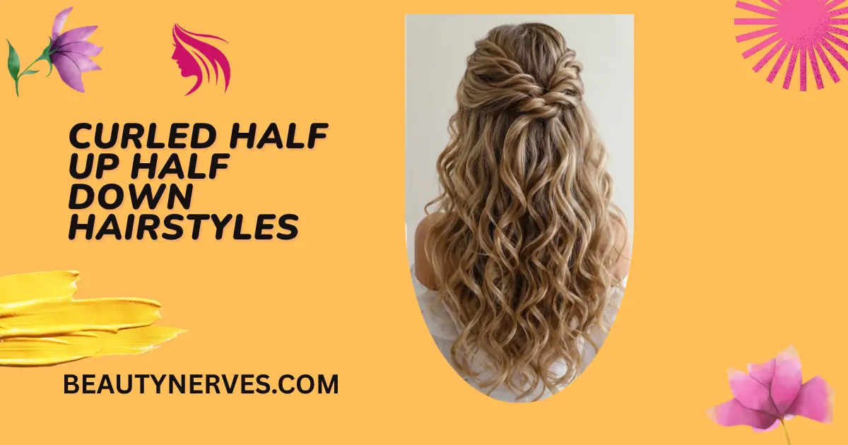 Curled half up half down hairstyle with soft curls and elegant volume for all hair types