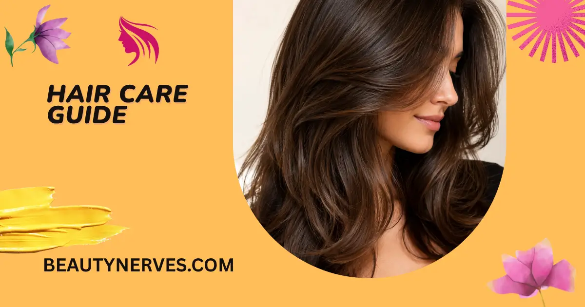 Hair Care Guide with healthy hair routine tips for soft, shiny hair