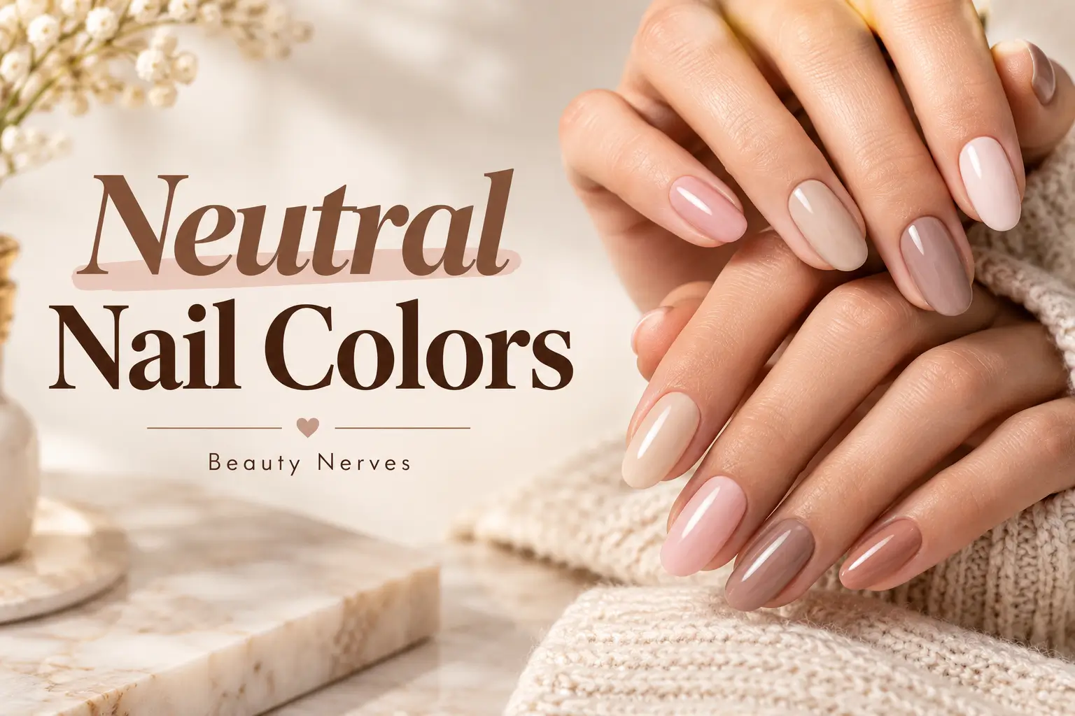 Neutral Nail Colors in elegant nude, pink, beige, taupe, and brown shades for all skin tones Copy