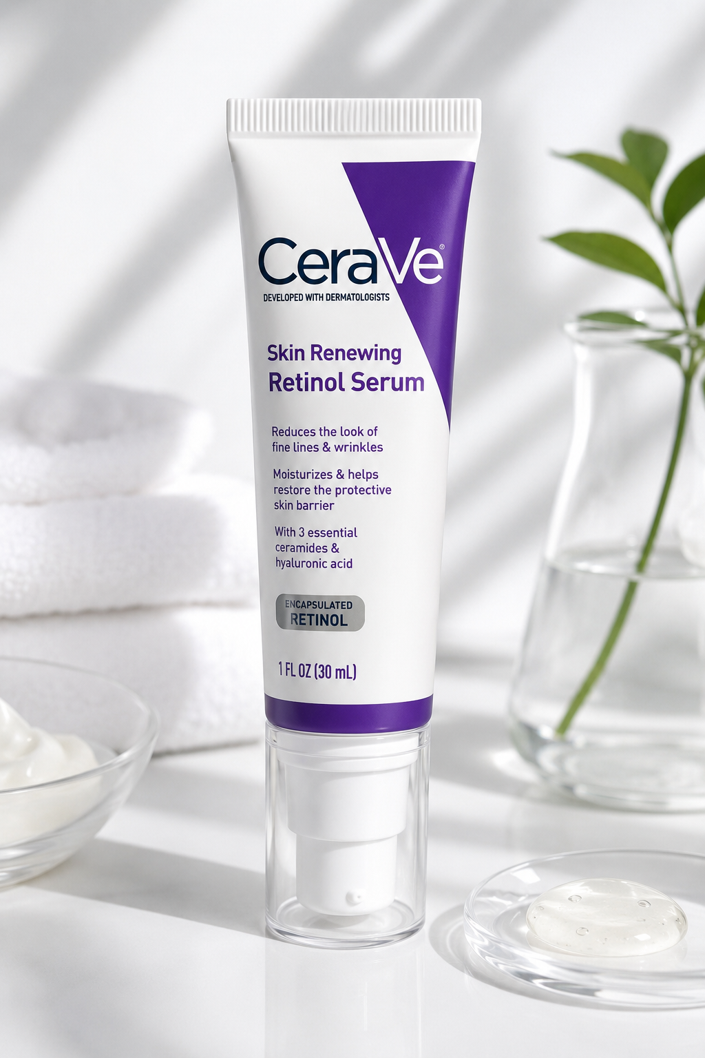 CeraVe Anti Aging Retinol Serum For Face with ceramides 1 oz tube