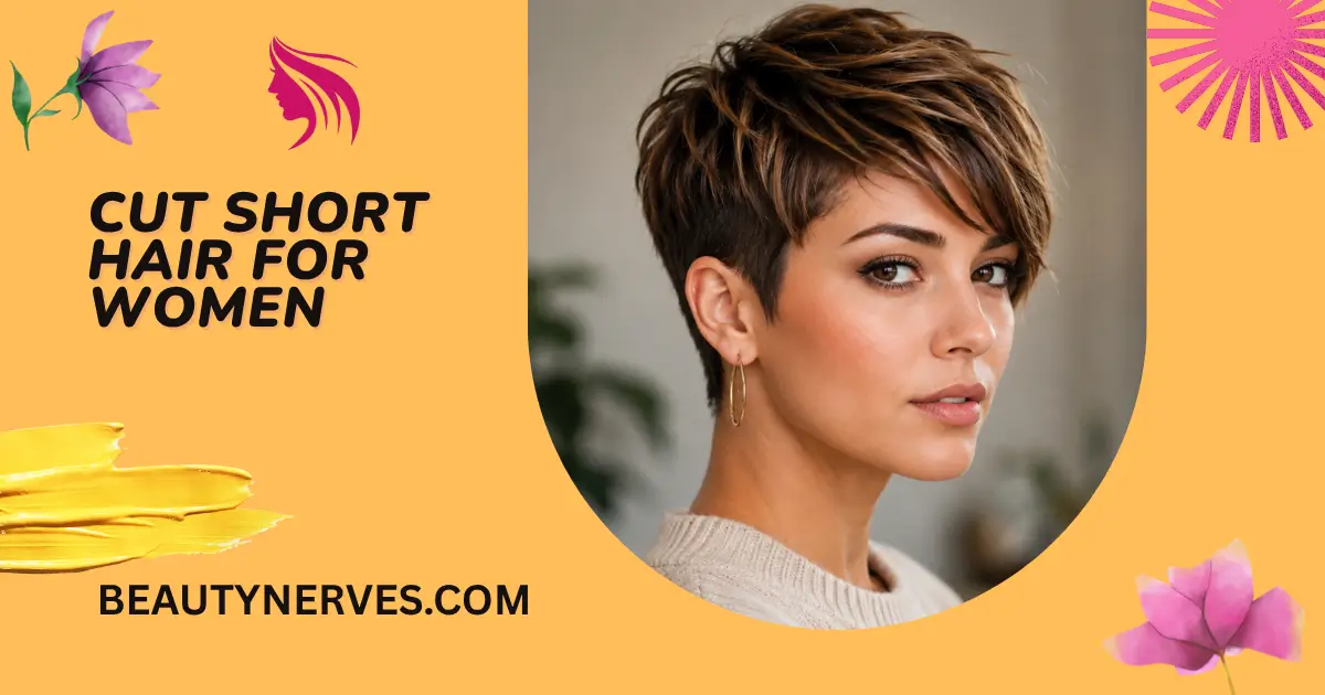 Cut short hair for women with a modern layered pixie haircut.