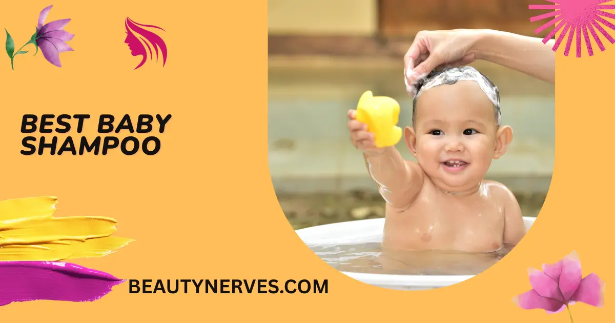 Smiling baby enjoying bath with gentle shampoo, best baby shampoo guide by BeautyNerves