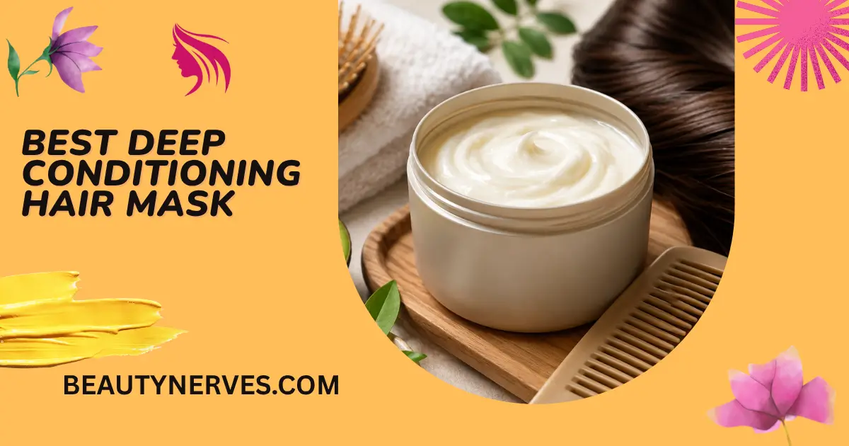 Best deep conditioning hair mask in a jar with smooth shiny hair, comb, and natural ingredients