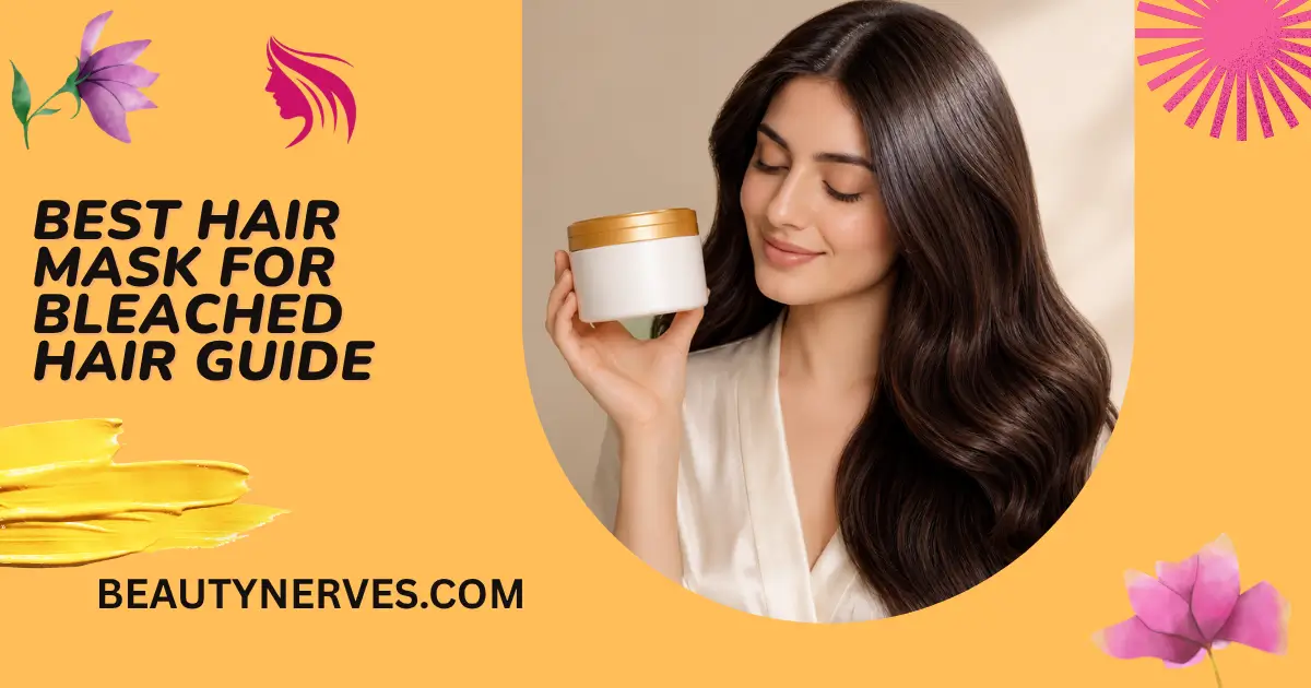 Best hair masks for bleached hair guide with woman holding hair mask