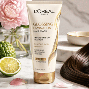 L'Oréal Paris Sulfate Free Glossing Lamination Hair Mask tube on white