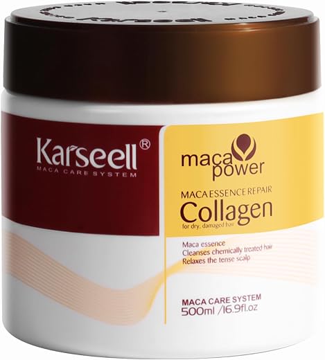Karseell Collagen Hair Treatment Deep Repair Conditioning Argan Oil Collagen Hair Mask Essence for Dry Damaged Hair All Hair Types 16.90 oz 500ml