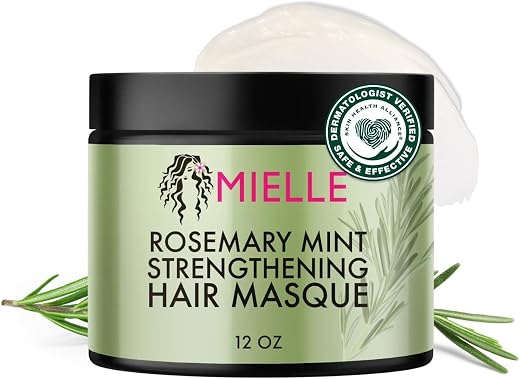 Mielle Organics Rosemary Mint Strengthening Hair Mask, Deep Conditioning Treatment Enriched with Biotin, Honey & Coconut Oil - Helps Encourage Longer, Healthier Strands, 12 Ounce