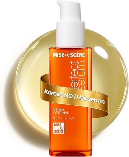 Mise En Scene Perfect Serum Original - Heat Protectant Hair Oil for Frizzy & Dry | Argan Oil | Visibly Smooths & Softens | Add Shine All Hair Types | Damage Repair | Fruity Floral Scent, 2.7 Fl Oz.
