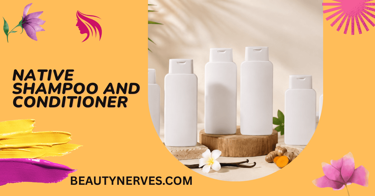 Native shampoo and conditioner bottles with coconut and spa-inspired hair care elements