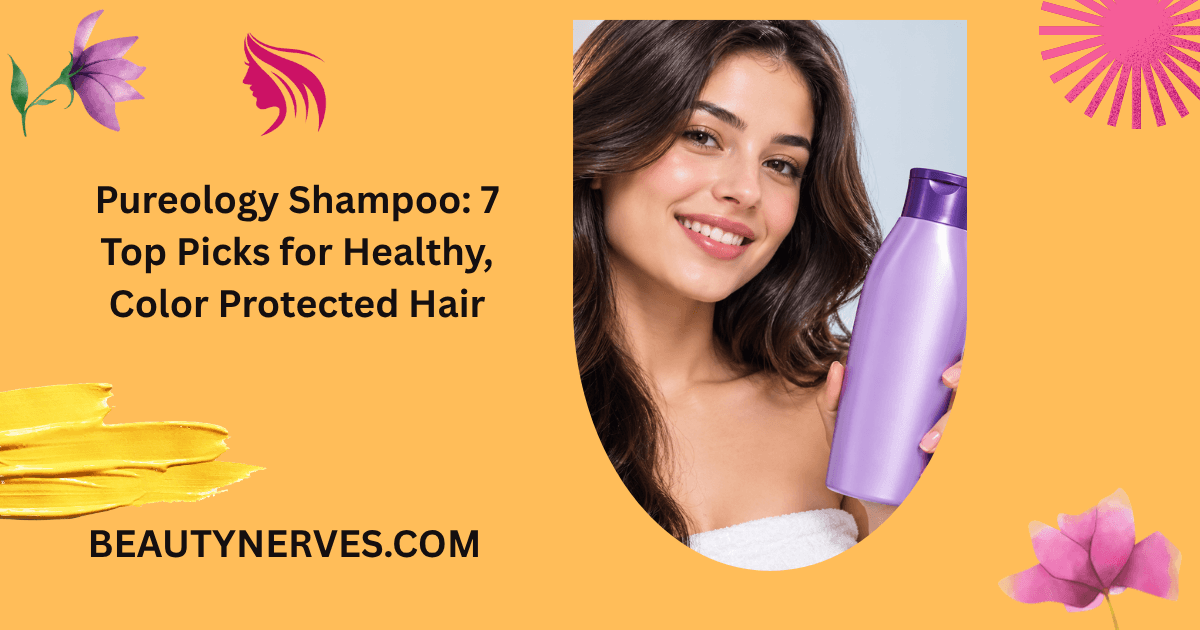 Woman with shiny hair holding a sleek, text-free shampoo bottle in a bright, luxury beauty setting.