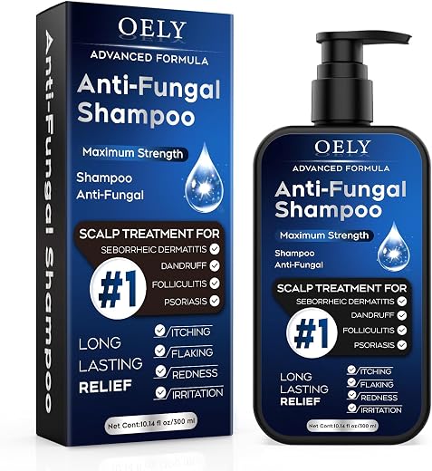 Antifungal Shampoo for Seborrheic Dermatitis, Folliculitis - Fresh | Scalp Psoriasis & Anti-Dandruff Shampoo for Men & Women, Relieves Scalp Itching, Dryness, Sulfate & Paraben-Free, 10.1 Fl Oz