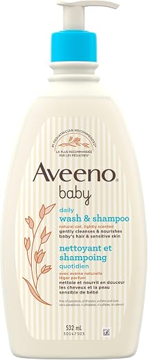 Aveeno Baby Daily Moisture Wash & Shampoo, Tear-Free, 18 fl. oz