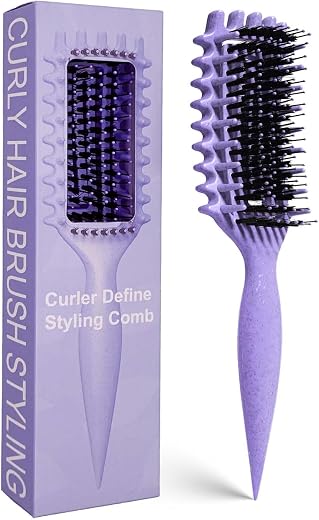 Curly Hair Brush Candybrush Curl Defining Brush for Detangling Shaping and Defining Curls for Women, Men, Wet & Dry Hair (Purple)