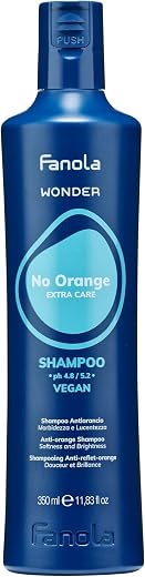 Fanola Wonder Blue Shampoo & Anti-Brass Hair Toner, 11.8 oz | Toning Color Wash for Brunettes, Neutralizes Orange Tones for Light Brown to Platinum Locks, Vegan & Sulfate-Free