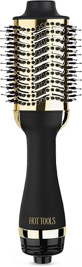 HOT TOOLS 24K Gold Blow Dryer Brush, Round Brush Blow Dryer for Salon-Worthy Blowouts in One Step, Fast Styling & Long-Lasting Results