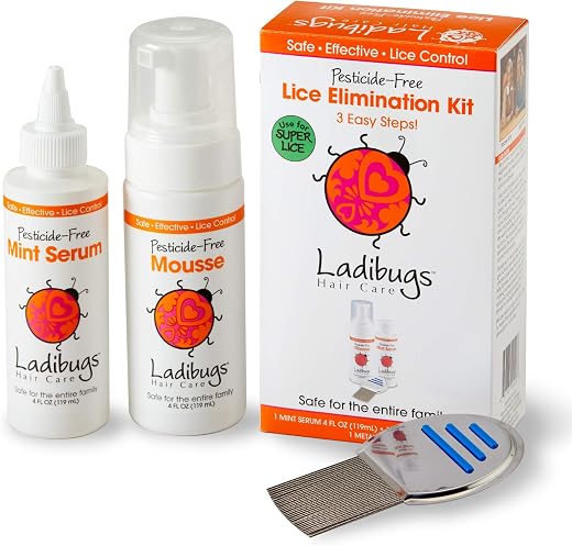 Ladibugs Complete Head Lice Treatment Kit with Professional Nit Comb | Clinic Preferred, Nurse Approved, Natural and Effective Head Lice & Nit Fix, Safe For Kids