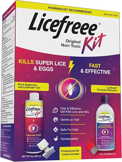 Licefreee! Kit All-in-One Complete Lice Killing Treatment, Daily Maintenance Shampoo & Professional Nit Comb in One Box, Lice Treatment for Kids & Adults