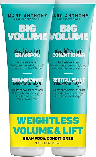 Marc Anthony Big Volume, Shampoo & Conditioner Set for Fine & Flat Hair | Lightweight Volumizing Shampoo & Conditioner for Volume, Root Lift, Detangling & Softening - Paraben, Sulfate Free