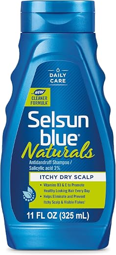Selsun Blue Naturals Itchy Dry Scalp Antidandruff Shampoo, Extra-Hydrating Formula With Vitamins B3 and E, 11 fl. oz.