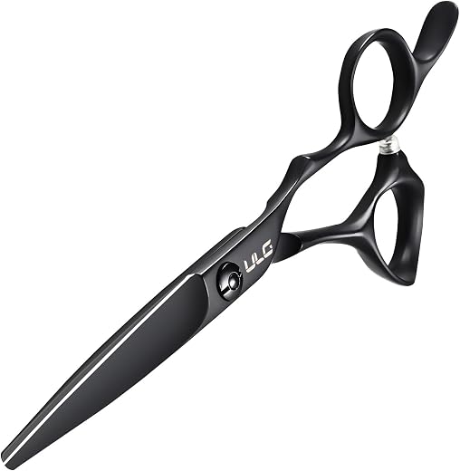 ULG Professional Hair Cutting Scissors 6.5 Inch – Japanese Stainless Steel Barber Shears for Salon & Home Haircut, Ergonomic Offset Handles with Silencer, Hand-Honed Sharp Blades, Matte Black