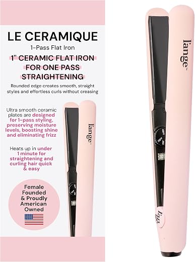 L'ANGE HAIR Le Ceramique 1-Pass Flat Iron Hair Straightener | Fast Heating Ceramic Flat Iron | Best Hot Tools Professional Hair Straightener to Lock in Moisture & Shine | (Blush)